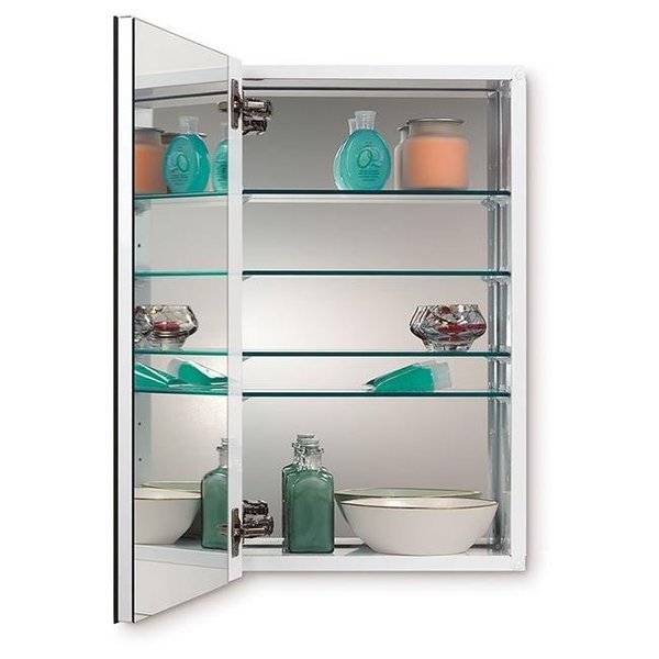 Jensen Jensen 52WH244DP 15 x 25 in. 1 Door Beveled Edge Metro Deluxe Bath Cabinet; Basic White & Steel 52WH244DP